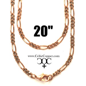 Solid Copper Figaro Necklace Chain NC41 Fine Italian Style 4mm Figaro Chain Necklace 20 Inch Relaxed Fit Chain