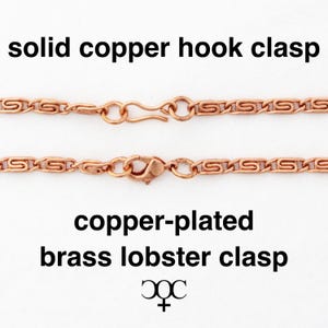 Copper Scroll Chain Bracelet Fine 3mm Pure Copper Bracelet Chain All Sizes Brass Lobster Clasp