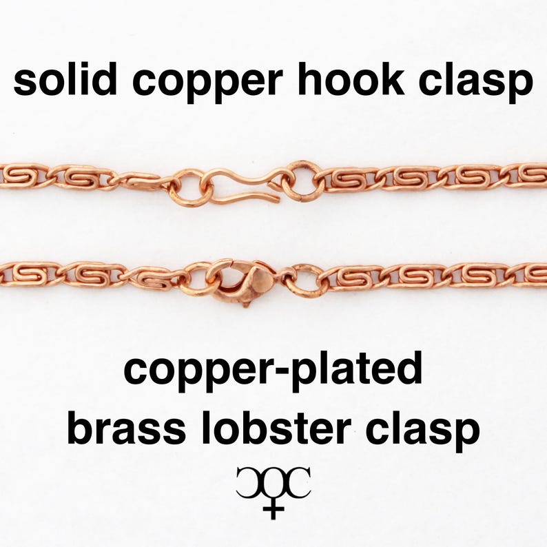Copper Scroll Chain Bracelet Fine 3mm Pure Copper Bracelet Chain All Sizes Brass Lobster Clasp