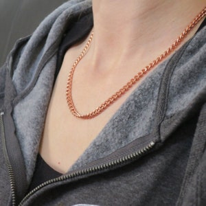 Solid Copper Cuban Curb Chain Necklace 20 Inches NC72 Copper Curb Chain Necklace 20&quot; Relaxed Fit Chain