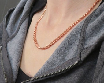 Solid Copper Cuban Curb Chain Necklace 20 Inches NC72 Copper Curb Chain Necklace 20" Relaxed Fit Chain