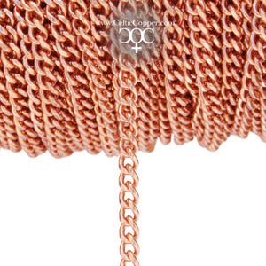 Bulk Copper Curb Chain 5mm Medium Copper Chain by the Foot FC72 Copper Jewelry Making Supplies