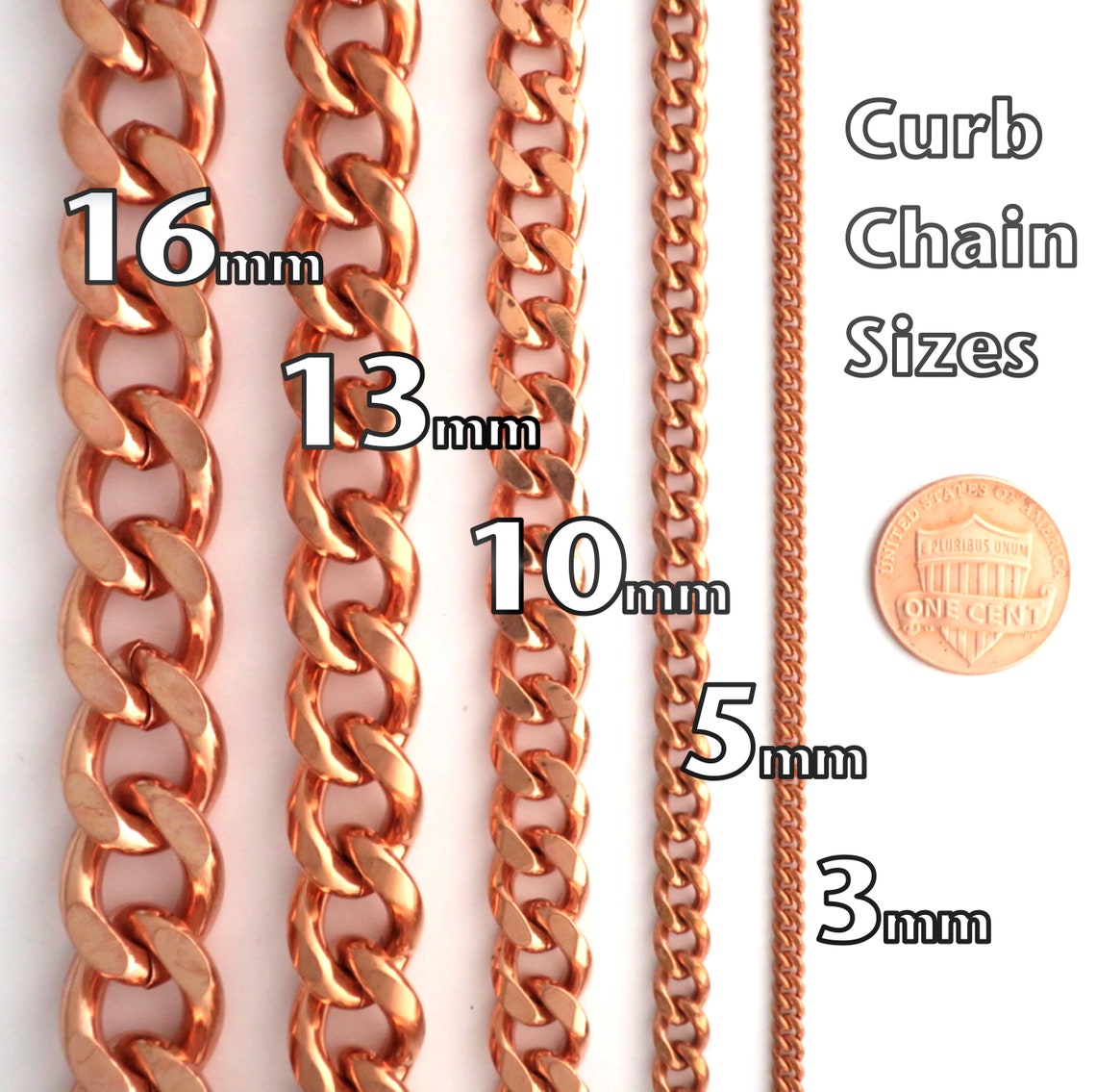 Solid Copper Necklace Chain Fine 3mm Cuban Curb Chain Necklace Etsy
