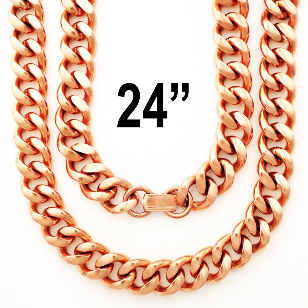 Solid Copper Necklace Chain Heavy Duty Cuban Curb Chain