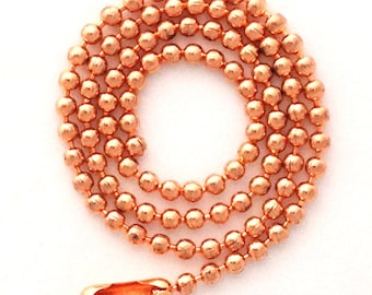 Bracelet de cheville en cuivre, chaîne de perles, chaîne de cheville en cuivre massif AC24, léger, 2,4 mm, ajustement confortable, chaîne de perles en cuivre, chaîne de cheville