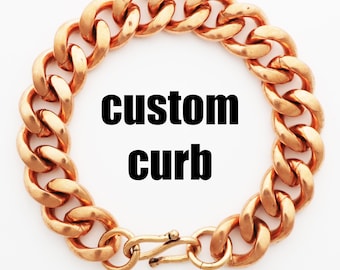 Custom Bracelet Chain Heavy Duty Solid Copper Cuban Curb Chain Bracelet BC79 Men's Custom Bracelet Chain