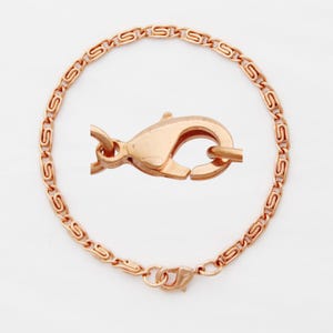 Copper Scroll Chain Bracelet Fine 3mm Pure Copper Bracelet Chain All Sizes Brass Lobster Clasp