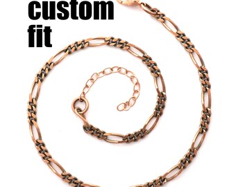 Custom Anklet Chain Solid Copper Fine Figaro Ankle Chain AC41M Adjustable Solid Copper Anklet Chain Custom Ankle Bracelet