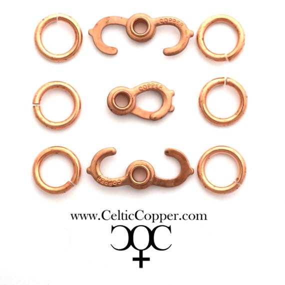 3 Copper Jewelry Repair Kits 9-Piece Set Clasp And Rings 16x10mm Solid Copper Sister Hook Clasp Kit