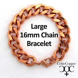 Men&#39;s Super Chunky Large Curb Chain Bracelet B162L Men&#39;s Copper 16mm Cuban Curb Chain Bracelet 9 Inch