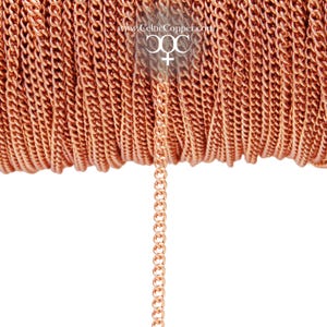 Bulk Copper Chain Fine Curb Chain By The Foot FCC71 Unfinished Solid Copper Chain 3mm Cuban Curb