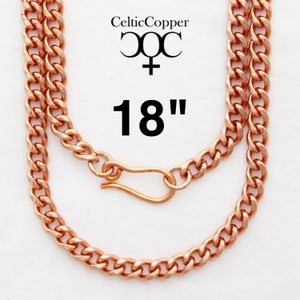 Solid Copper Cuban Curb Necklace Chain 18 Inch NC72 Medium 5mm Cuban Curb Chain Necklace 18&quot; Copper Chain