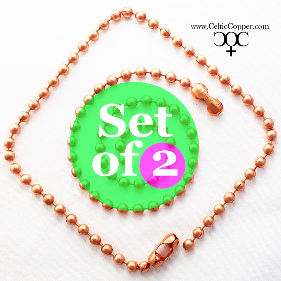 Solid Copper Anklet Set Medium Copper Bead Chain Ankle Bracelets AC48S Pure Copper 4.8mm Bead