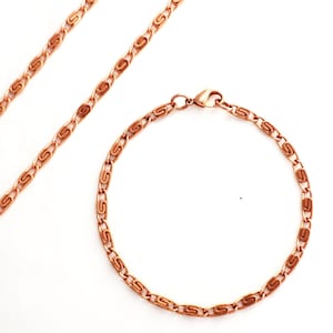 Celtic Copper Jewelry Set Of Fine Scroll Chains SET61 Matching Solid Copper Necklace Chain And Copper Bracelet Chain