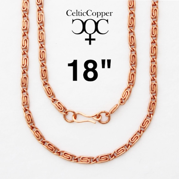 Collier chaîne en cuivre massif chaîne celtique en cuivre à volutes fines NC61 chaîne collier celtique Collier en cuivre massif 18 pouces chaîne