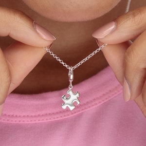 Sterlingzilveren puzzelketting, puzzelketting, puzzelhanger, jubileumcadeau, Moederdag, vriendschapscadeau, valentijnscadeau