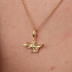 Gold Plated T Rex Necklace - T-Rex Charm Necklace - Dinosaur Lover Gift - Dinosaur Necklace - Tyrannosaurus Rex - Charm Jewelry