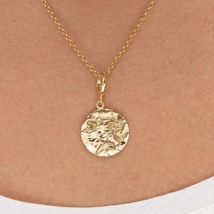 Vergulde ketting Leeuw sterrenbeeld - Leeuw munt ketting - Leeuwenkop ketting - juli of augustus verjaardagscadeaus - Leeuw sterrenbeeld - gouden dierenriem bedel