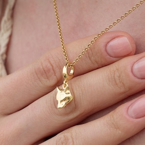 Collana con ciondolo volpe placcata in oro - Collana volpe - Regalo volpe - Gioielli volpe - Collana volpe d&#39;oro - Ciondolo volpe eccentrico - Gioielli con ciondolo animale