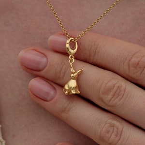 Gold Plated Bunny Charm Necklace - Rabbit Charm Necklace - Bunny Pendant - Rabbit Pendant - Easter Bunny Gift - Bunny Rabbit Jewellery