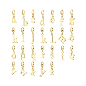 Pingentes de letras douradas, pingentes de letras do alfabeto A-Z, pingentes iniciais, joias de letras, presente personalizado, banhado a ouro 18 quilates, deslize ou prenda
