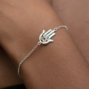 Sterling Silber Fatima Hand Armband - Glück Geschenk - Hamsa Symbol - Hamsa Hand - Spiritueller Anhänger - Spiritueller Schmuck - Good Luck Schmuck
