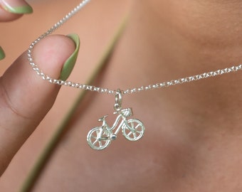 Sterling Silver Bicycle Necklace, Sterling Silver Bike necklace, Cyclist necklace, Travel Lover Gift , Bike pendant