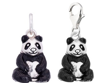 Panda Charm, 3D Panda Pendant, Panda Bear Charm, Jewellery Making Charm, 925 Sterling Silver or Gold Charm, Slide on or Clip on