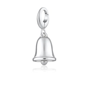Sterling Silver Bell Charm, 3D bell Pendant, Christmas Bell, Xmas present, Tiny Bell Charm, 925 Sterling Silver Charm, Slide on or Clip on