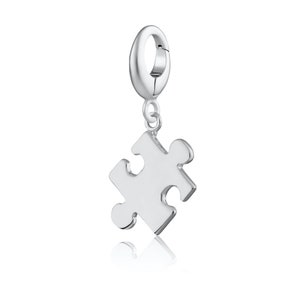 Sterling Silver Jigsaw Charm, Puzzle Piece Charm, Jigsaw Pendant, Small Jigsaw Charm, Sterling Silver Charm, Slide on or Clip on
