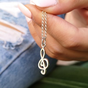 Sterling Silver Treble Clef Charm Necklace - Music Gift - Music Exam Congratulations - Gifts for Her -   Gifts - Music Pendant