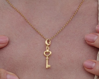 Gold Plated Sterling Silver Key Necklace - Romantic  Key to My Heart Jewellery