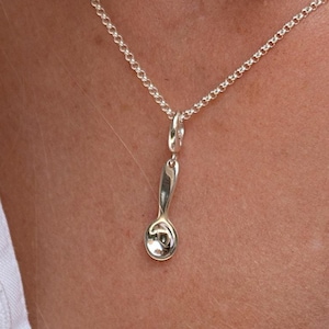 Sterling Silver Teaspoon necklace - Foodie jewelry - Spoon Pendant - Spoon Necklace - Silver teaspoon pendant - Unique kitchen jewelry
