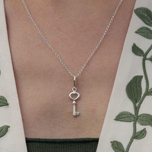 Sterling Silver Key Charm Necklace - Key To My Heart - New Home Gift - Gifts for Her - Key Pendant - Key Necklace - Valentines Gift for Her