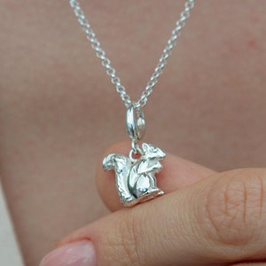 Sterling Silver Squirrel Charm Necklace - Squirrel Pendant - Squirrel Necklace - Woodland creature charm - Birthday Gift - Gifts for Her