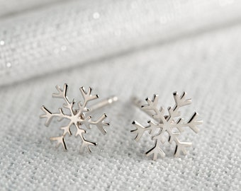 Cute red kids snowflake christmas gift rose gold earrings jewellery UK seller