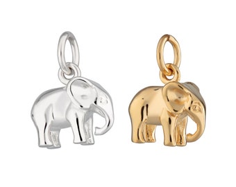 Charm éléphant, pendentif éléphant, breloque animal, pendentif animal, cadeau pour les amoureux des animaux, breloque en argent sterling ou or, à enfiler ou à clipser