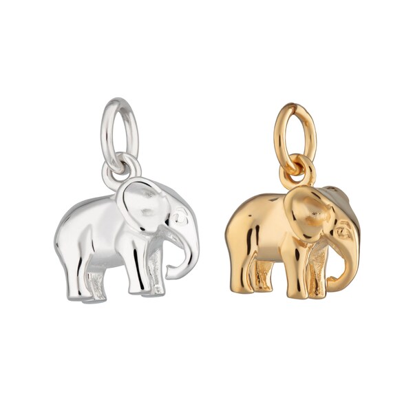 Charm éléphant, pendentif éléphant, breloque animal, pendentif animal, cadeau pour les amoureux des animaux, breloque en argent sterling ou or, à enfiler ou à clipser