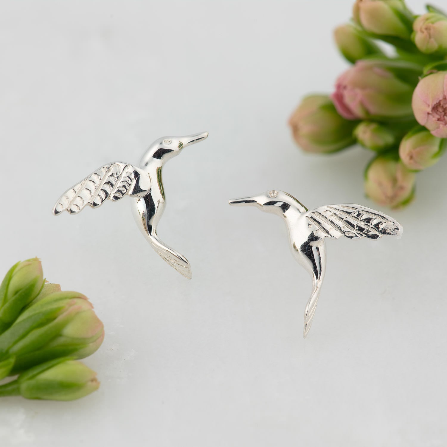 Sterling Silver Hummingbird Stud Earrings Bird Studs Gifts Etsy UK