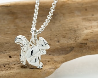 Sterling Silver Squirrel Charm Necklace - Squirrel Pendant - Squirrel Necklace - Woodland creature charm - Birthday Gift - Gifts for Her