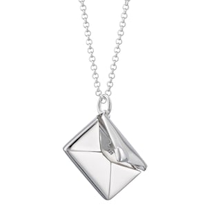 Engraved Sterling Silver Envelope Necklace: with "I Love You" message insert image 4
