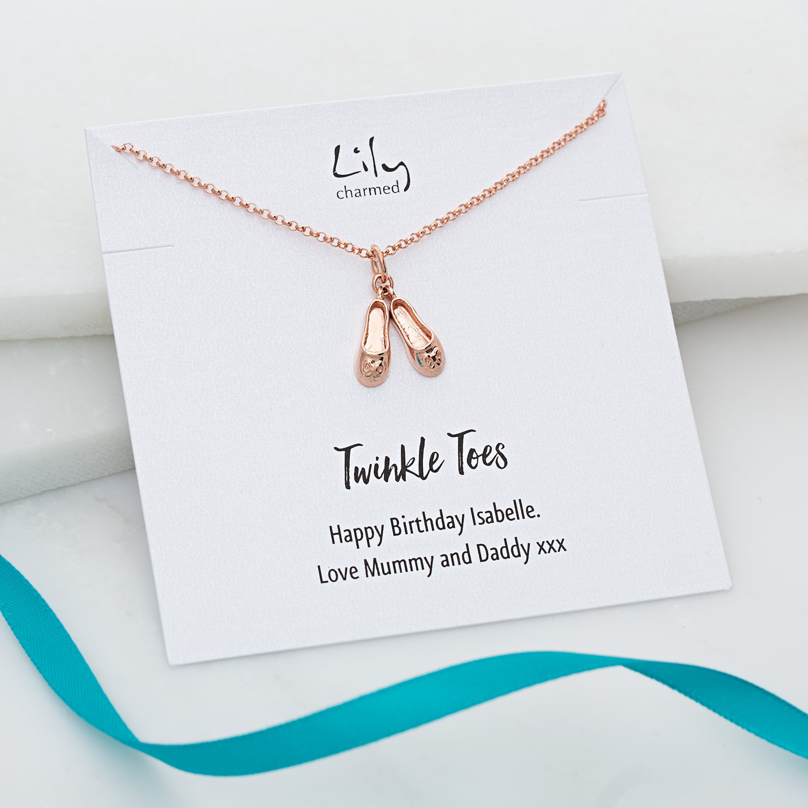 rose gold ballet shoes charm necklace - personalised ballet shoes pendant - ballet dancer gift - ballerina gift - pink ballet sh