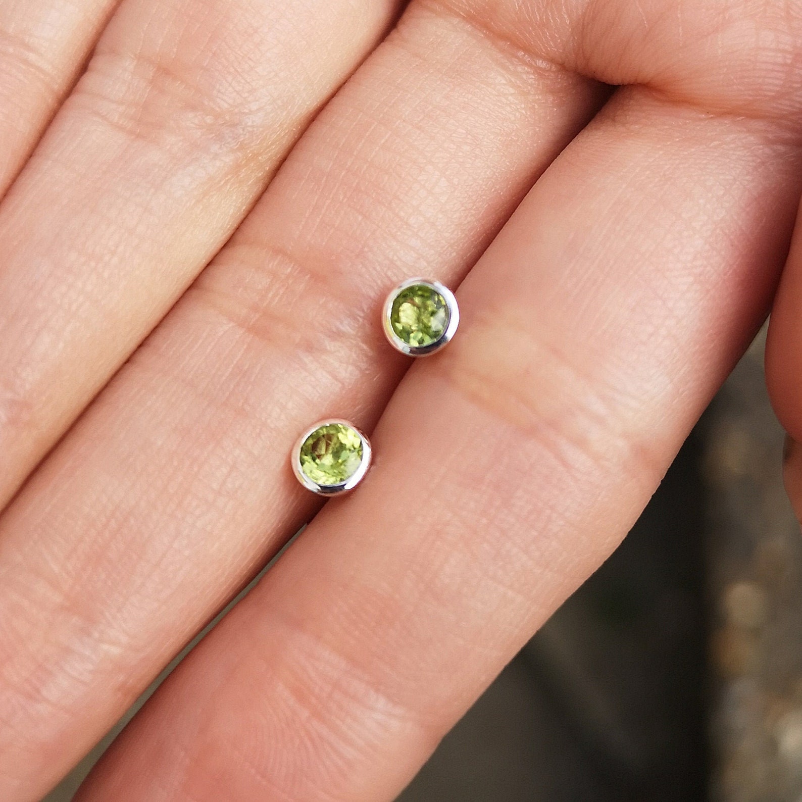 August birthstone earrings peridot stud earrings august etsy