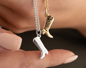 Sterling Silver or Gold Plated Cowboy Boot Necklace, Cowboy necklace, Cowgirl necklace, Wil wild west, Horse Riding Accessory