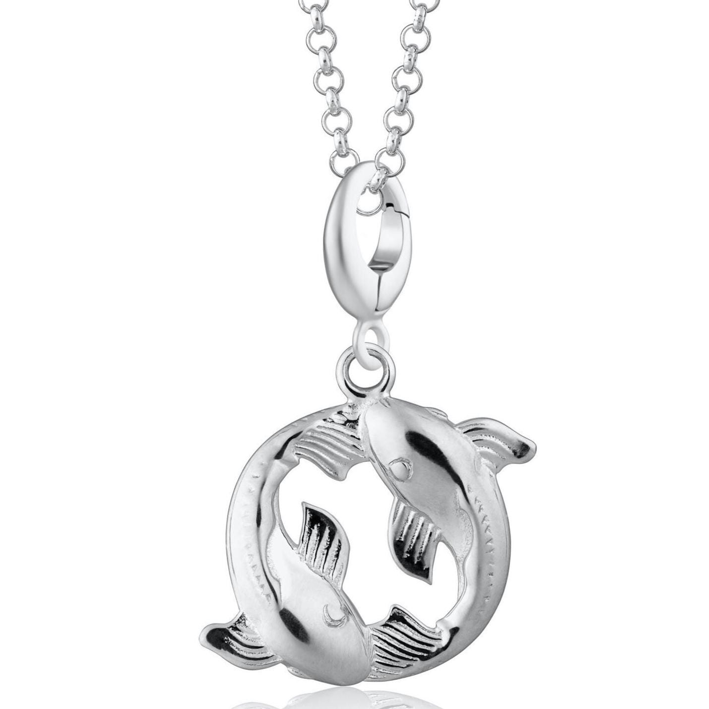 Sterling Silver Koi Fish Pendant Charm Necklace: Pisces Zodiac ...