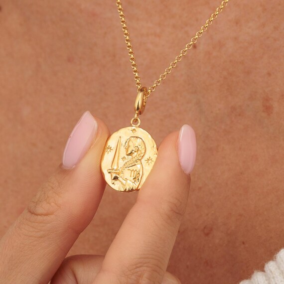 Collana Segno Zodiacale Gemelli In Argento 925 Placcato Oro - Ciondolo Oroscopo 2,2 Cm - Wanda Plata