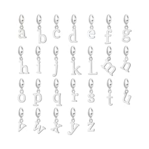 Selección de dijes de plata individuales. Dijes con letras del alfabeto de la A a la Z, dije con inicial. Complemento perfecto para cualquier pulsera o collar de dijes.