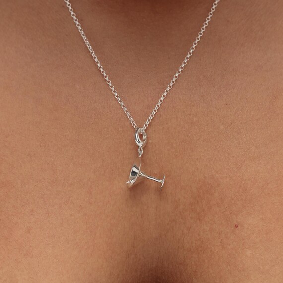 Diamond Treats Collana Bicchiere Da Cocktail In Argento 925 - Ciondolo Martini Con Zirconi, Per Donna, Oro Giallo O Rosa - 2