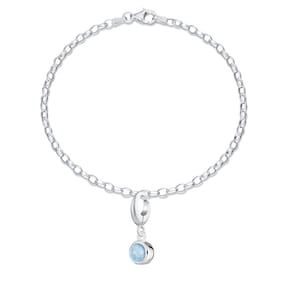 Sterling Silver Blue Topaz December Birthstone Bracelet - Birthday Gift - Birthstone Charm Bracelet - Personalised Gifts - Charm Jewellery