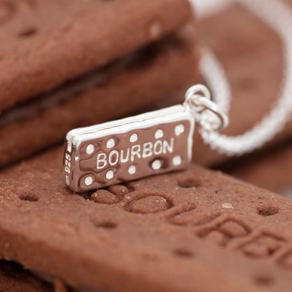 Sterling Silver Bourbon Biscuit Necklace - Biscuit Necklace - Bourbon Biscuit Pendant - Bourbon Biscuit Necklace - Gifts for Her